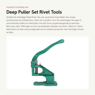 Dailygoods- Dieptrekkerset 1500 Ogen - Oogpers - Klinknagelgereedschap - 3 Matrijzen 6/10/12 mm - Hoogwaardig Materiaal - Multifunctioneel - Ogenpers