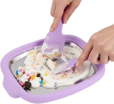 IJsmachine Opgerold - Rolde ijs maker - Zelfgemaakte Desserts - Compact Ontwerp - 25.2 x 19.4 x 4 cm - Paars