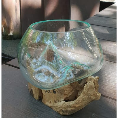 Gesmolten Glas op Hout – Kleine Kom – Handgemaakt uit Bali