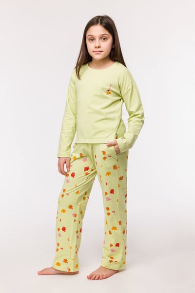 Woody Studio pyjama meisjes/dames - lichtgroen - 242-12-YPA-Z/705 - maat 152