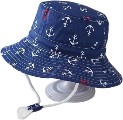 Kinder Vissershoed - Zonnehoed Meisjes - Bescherming Tegen Zon - Driedimensionale Pasvorm - 52 cm - Marineblauw