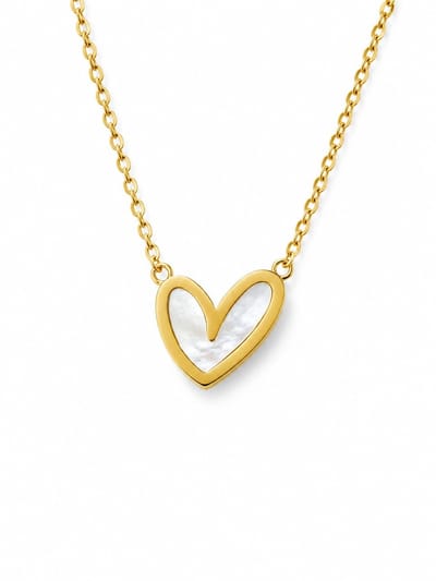 Ketting Hartje Meisje Goudkleurig- Tiener Ketting Hartje- Ketting met Hart- Wit Hartje- Meisjesketting met Hartje- Stainless Steel- LiLaLove- Kind- Cadeau Meisje
