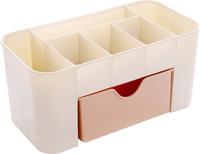 Make-Up Organizer met Roze Lade – Geschikt voor Kwasten, Comestica, Make-Up & Wattenschijfjes – 21*10*10 cm