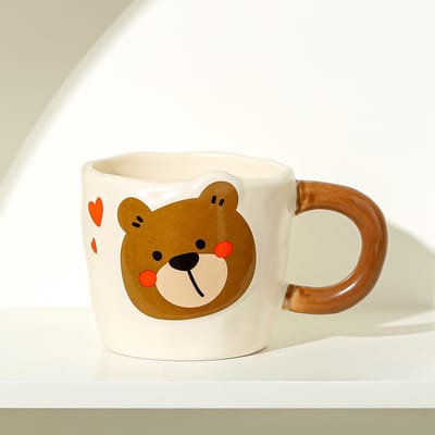 Schattige Beren Keramische Kop Hoge Waarde Mok met Lepel Koppels Waterkop Huishoudelijke Koffiekop Souvenir Cadeaukop 301-400ml