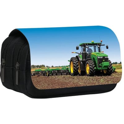 Nieuwe Dubbellaagse Etui met Tractor, Opbergtas voor Potloden en Schrijfwaren voor Leerlingen van de Basisschool en Middelbare School