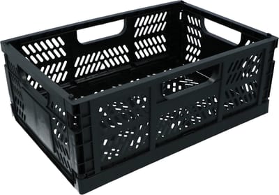 Dresco Fietskrat - Compact inklapbaar - Voor voordrager/bakkersrek of bagagedrager -17 Liter - 43x29x16 cm - Geperforeerde bodem