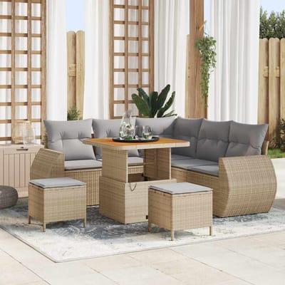 vidaXL - Tuinbank - Set - 8 - st - 7-Aantal - zitplaatsen - Beige - en - Lichtgrijs