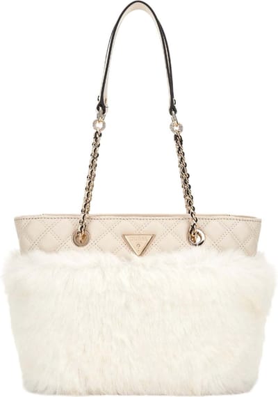 GUESS Schoudertas Lise Small Tote Bag Stone Crème