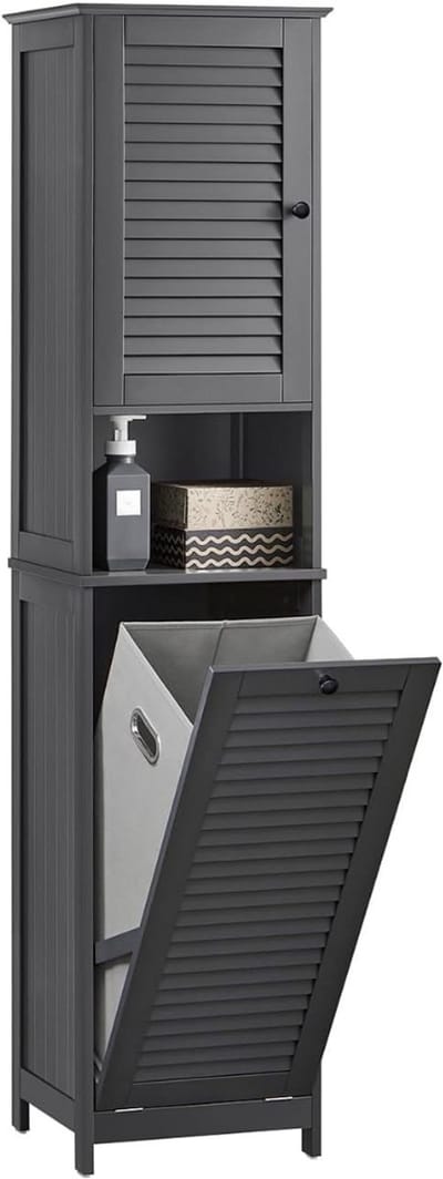 Zylo® Kolomkas Staand - Opbergkasten met Deuren - Hoge Kast - Donkergrijs - ‎‎37cm x 40cm x 170cm