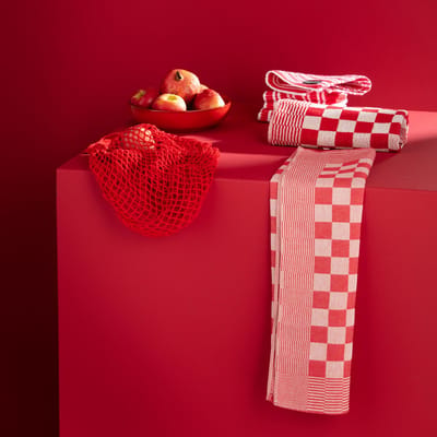 DDDDD - Barbeque - Theedoeken en Keukendoeken - Set van 4 stuks - 60x65 cm/50x55 cm - Geblokt - Rood