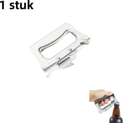 1 stuk - Multifunctionele flesopener - Roestvrij staal - Flessendop blikopener voor bierflessen - Zilver