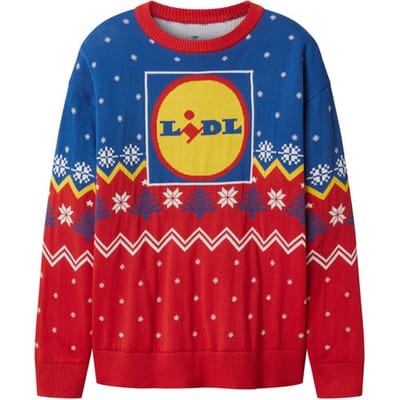 Dames kersttrui (Lidl/blauw/rood, XS (32/34))
