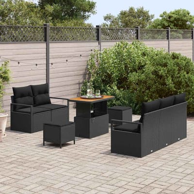 vidaXL - Tuinbank - Set - 8 - st - 7-Aantal - zitplaatsen - Zwart