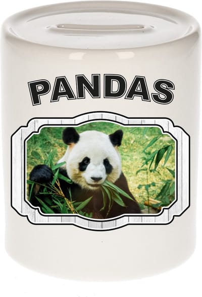 Dieren liefhebber panda spaarpot 9 cm jongens en meisjes - keramiek - Cadeau spaarpotten pandaberen liefhebber