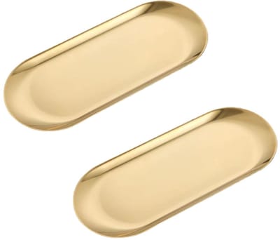 EXCITAT Gouden dienblad - Dessert dienblad - Decoratief dienblad - Roestbestendig - Geschikt voor desserts, groenten en salades - 2 stuks