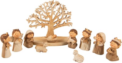 Clayre & Eef Beeld Kerstgroep 10 cm Bruin Polyresin Kerstdecoratie