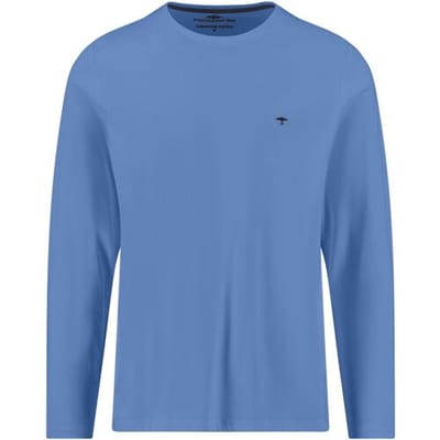 Fynch-Hatton T-Shirt O-Neck Long Sleeve Uni Color Cotton Crystal Blue / male