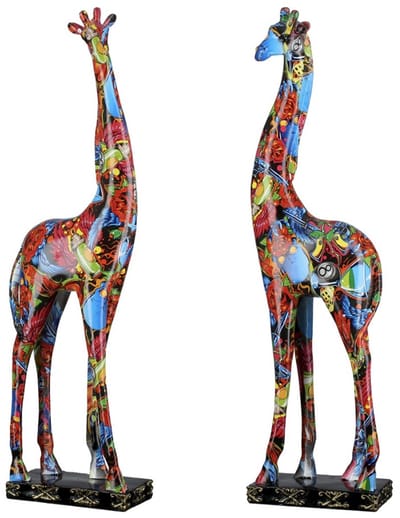 Beeld Giraf Duo - Pop-art - 48 cm