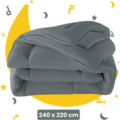 Sleep Comfy - Deluxe 2-in-1 Dekbed - 240x220 cm - Lichtgrijs - Dekbed zonder overtrek - Ademend & Anti Allergie - All Year Dekbed - Stijl, Comfort en Innovatie voor Elke Nacht - Zomerdekbed & Winterdekbed