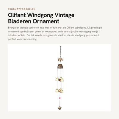 Dailygoods- Windgong Antiek Ontwerp - Tuindecoratie - Geluid van de Natuur - Feng Shui - Symbool van Geluk - Mysterieuze Flair (55 cm x 5 cm)