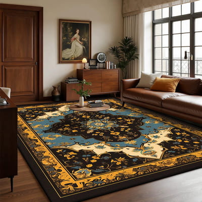 Perzische Luxe Grote Woonkamerkleden Boheemse Decoratie Huis Sofa Gebied Makkelijk Schoon Te Maken Tapijt Slaapkamer Garderobe Antislip Vloermat 5.9x6.5ft(180x200cm)