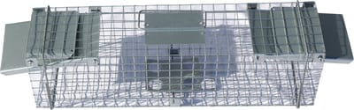 HPC Doorloopval - 2-deurs ratten vangkooi - Rattenval - Doorloopval om ratten, marters en bunzings mee te vangen - Diervriendelijk - Gegalvaniseerd staal - 65x17x20cm - Zilver