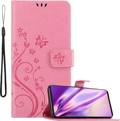 Cadorabo Hoesje geschikt voor Google PIXEL 6 PRO in BLOEMEN ROZE - Beschermhoes in bloemmotief met magnetische sluiting, standfunctie en kaartsleuven Book Case Cover Etui