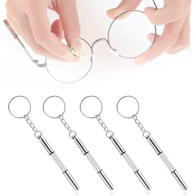 Brillen, reparatieset, zakschroevendraaier, dubbele punt, mini multifunctionele schroevendraaier voor bril, reparatie, brillen, horloges, sieraden (zilver)