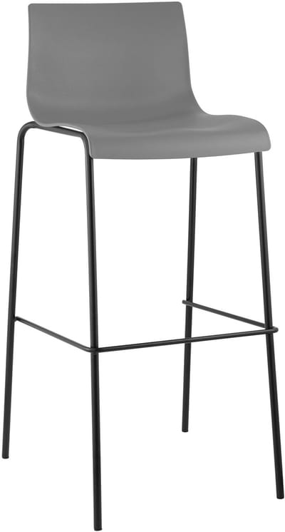 CLP Barkruk Hover kunststof 4-potig frame, met rugleuning, voetsteun zwart/grijs