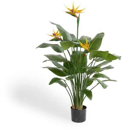 Lifa Living - Kunstplant Strelitzia - met oranje bloemen - 135cm