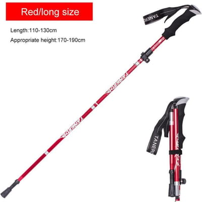 Outdoor draagbare aluminium legering telescopische nordic walking-stok 250G ultralichte wandeltrekkingstok wandelstok rood