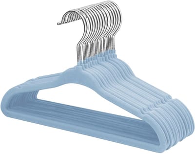 SnelShoppen - Baby Kleding Hangers met Velvet voor Newborns, 28 cm, 360° Draaibaar, Ultra-Dunne en Slip-Prevent Ontwerp, 15 Stuks, Blauw, Ruimtebespar