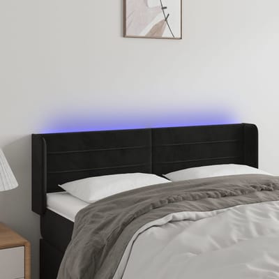 vidaXL - Hoofdbord - LED - 147x16x78/88 - cm - fluweel - zwart