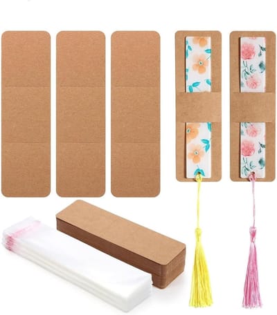 Bladwijzerhoezenset Kraftpapier - Transparante Kaarten - Bladwijzerhouder - Zelfklevende Tas - Displaykaart - DIY - 200 Stuks