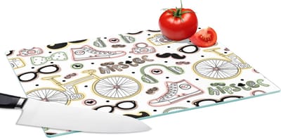 Glazen Snijplank - 39x28 - Doodle - Koptelefoon - Patroon - Snijplanken Glas