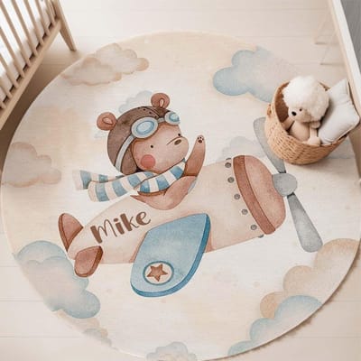 Vliegtuig Kinderen Luchtballon Kinderkleed voor Woonkamer Baby Meisjeskamer Kinder Speelkamer Mat Slaapkamerkleed Kinderkamer Sofakleed 40X40cm