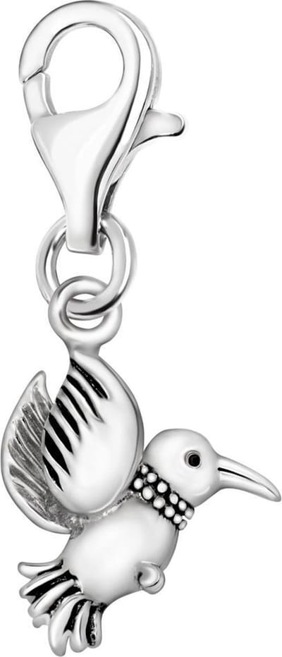 Quiges – 925 - Zilver – Charm - Bedel - Hanger - Vogel Kolibrie - met – sterling - zilver - karabijnslot - geschikt - voor -Bedelarmband HC178