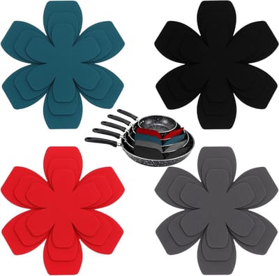 Pannenbeschermers 12 stuks - Stapelbescherming vilt - Keuken organiseren - Krasbestendig zacht materiaal - 3 maten 15-26cm - Multicolor