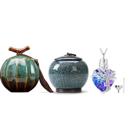 XXL Crematie Urn Set - Urn - As urn - As hanger - Mini Urn - Crematie As - As Ketting - As Bewaren - Begrafenis Urn - Herdenking Urn - Incl. Asvuller en Opbergzak