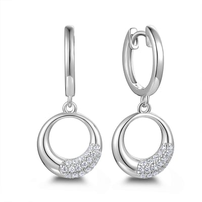 9NB-1691 – New Bling – Zilveren oorbellen open rond – Met zirkonia – Zilverkleurig – 925 zilver