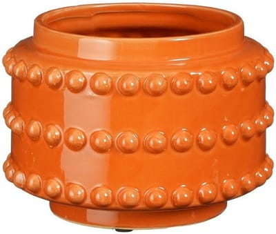 Mica Decorations Bloempot - boaz - gebobbeld - oranje - 13 x 17 cm