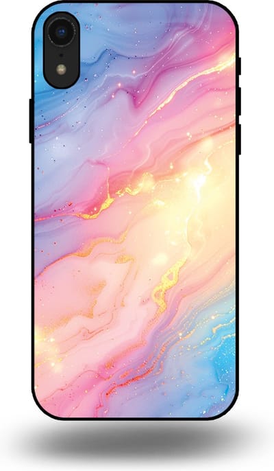 Smartphonica Telefoonhoesje Geschikt voor iPhone Xr met Regenboog Glitter Marmer Opdruk - TPU Backcover Case Rainbow Glitter Marble Design geschikt voor Apple iPhone XR