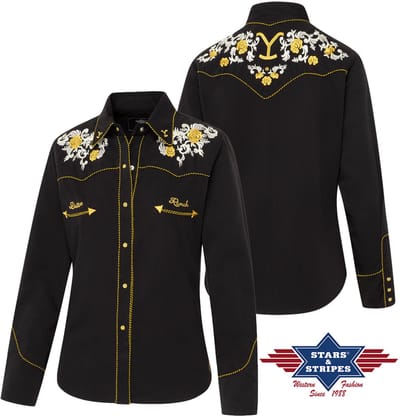 Dames Western blouse Nova Yellowstone Stars&Stripes maat XXL