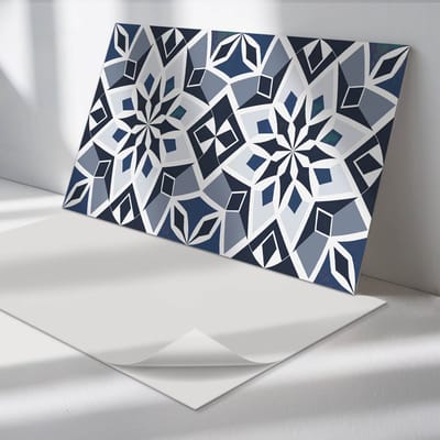 Wallfluent Vinyl Wandpaneel - Geometrisch bloemenpatroon Wandpaneel PVC - 120 cm x 60 cm - Grijs Vinyl Wandpaneel - Set van 1 - Rechthoekig Wandbekleding Vinyl - Patroon Wandpaneel - Zelfklevend Wandpaneel - Wandpaneel Keuken en Badkamer