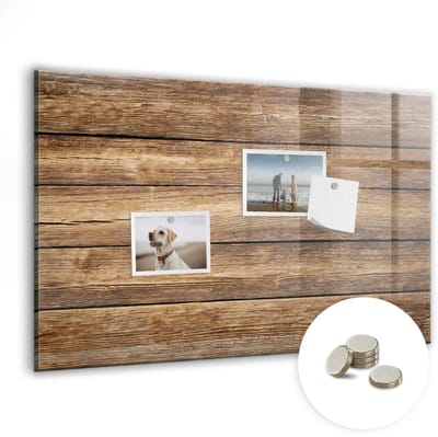 Tulup Glassboards - Houten planken Magneetbord - 60 cm x 40 cm - Bruin Magnet Board - Gratis 5 Sterke Magneten - Wanddecoratie Kantoor - Memobord Keuken - Magnetisch Bord - Inspiratiebord Kantoor - Magneetbord Rechthoekig
