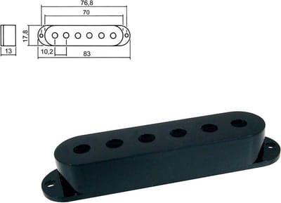 Boston SPC-10-BK pickup cover, Stallion model single coil, 83,0-70,0x17,8x18,0mm, 3 stuks, zwart