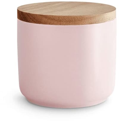 voorraadpotten met houten deksel Sweet Scandi rubber hout deksel opslagcontainers, levensmiddelen opslagcontainers - 1x Rosa: 10x9cm