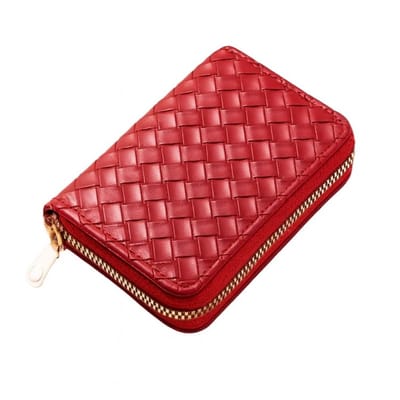 RFID Pasjeshouder Voor 12 Pasjes I Creditcardhouder I Met Geldvak I Pasjes Houder I Wallet I Portemonnee I Anti Skim I Gevlochten PU Leer I Rood