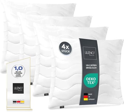 Zacht en Stevig Hoofdkussen 50 x 50 cm, Set van 4 | Wasbaar tot 95 °C | Perfect voor Bed en Bank | Anti-Allergisch en Verstelbaar