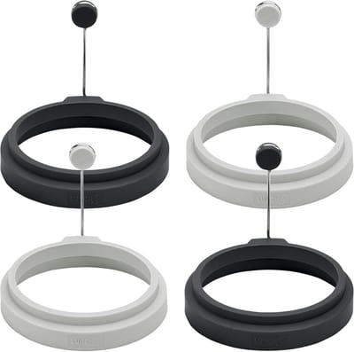 Eivormers Rond - Keuken Gadgets - Ontbijt Maken - Hittebestendig Siliconen - 10.5cm Diameter - Lichtgrijs